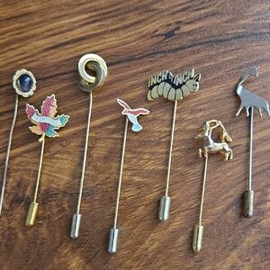 Vintage Golden, Silver & Colorful Stick Pin Set - 7